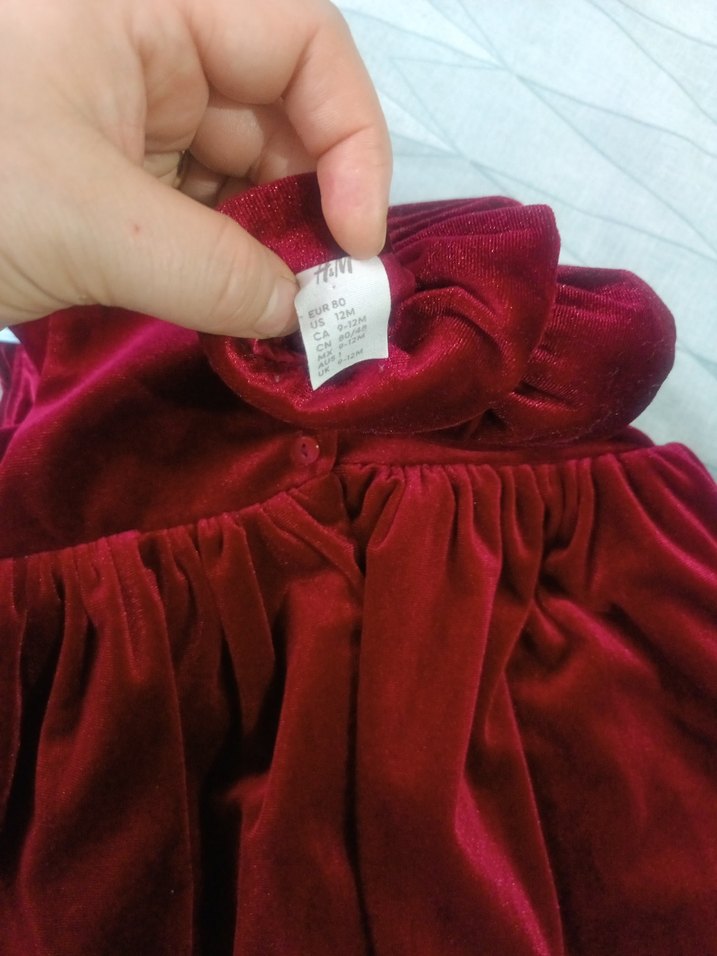 H&M Bordo Kız Çocuk FElbise - Görsel 2