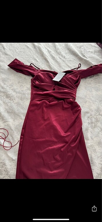 bordo midi abiye elbise