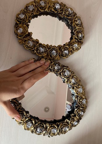 Altın Renkli Vintage Çiçekli Dekoratif Ayna - Görsel 3