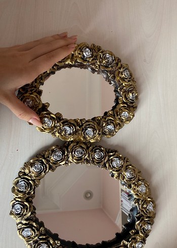 Altın Renkli Vintage Çiçekli Dekoratif Ayna - Görsel 2