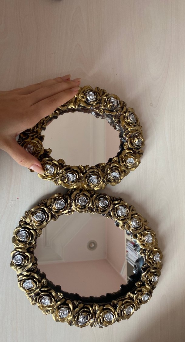 Altın Renkli Vintage Çiçekli Dekoratif Ayna - Görsel 2