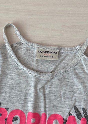 Kız Çocuk Gri Baskılı Tişört - Görsel 4