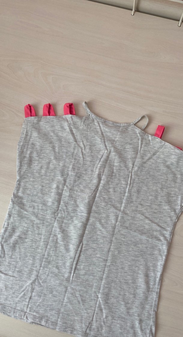 Kız Çocuk Gri Baskılı Tişört - Görsel 5