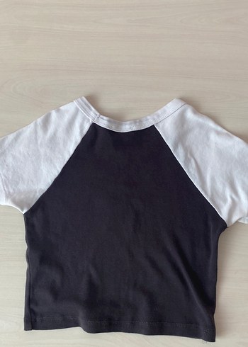 Beyaz Siyah Yıldız Baskılı Basic Crop - Görsel 5