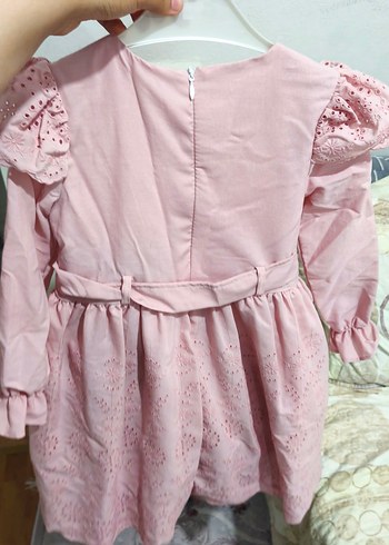 Pembe Pamuklu Kız Çocuk Elbise