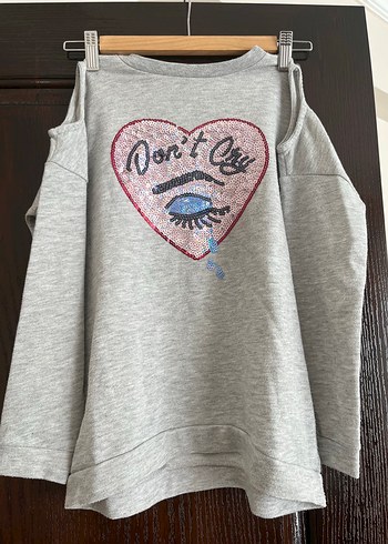 Gri çocuk Payetli Mini Sweatshirt