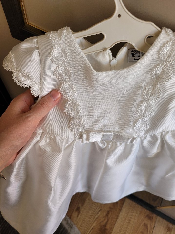 Dantelli Beyaz Bebek Abiye - Görsel 3