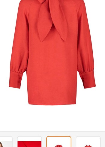 Kırmızı V Yaka Kadın Bluz - Görsel 5