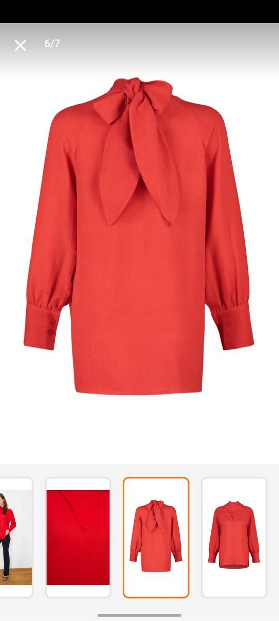 Kırmızı V Yaka Kadın Bluz - Görsel 5
