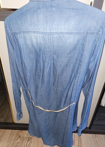 Düğmeli Mavi Denim Kadın Gömlek - Görsel 5