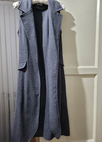 Gri Kemerli Uzun Kadın Yelek - Görsel 6