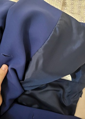 Mavi Düğmeli Kadın Blazer Ceket - Görsel 4