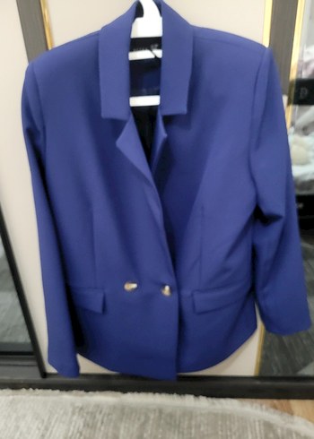 Mavi Düğmeli Kadın Blazer Ceket - Görsel 5