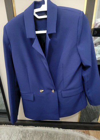 Mavi Düğmeli Kadın Blazer Ceket - Görsel 3
