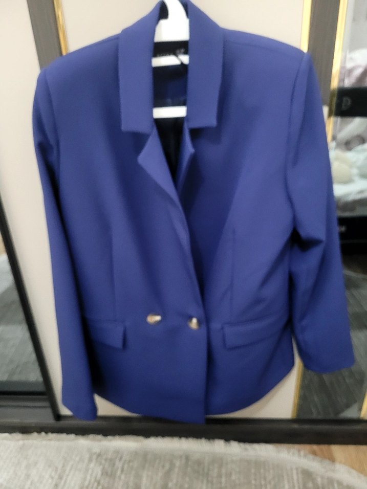 Mavi Düğmeli Kadın Blazer Ceket - Görsel 5