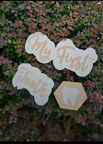 İlk Dişim Partisi Süsleri krem ve hardal - Görsel 3