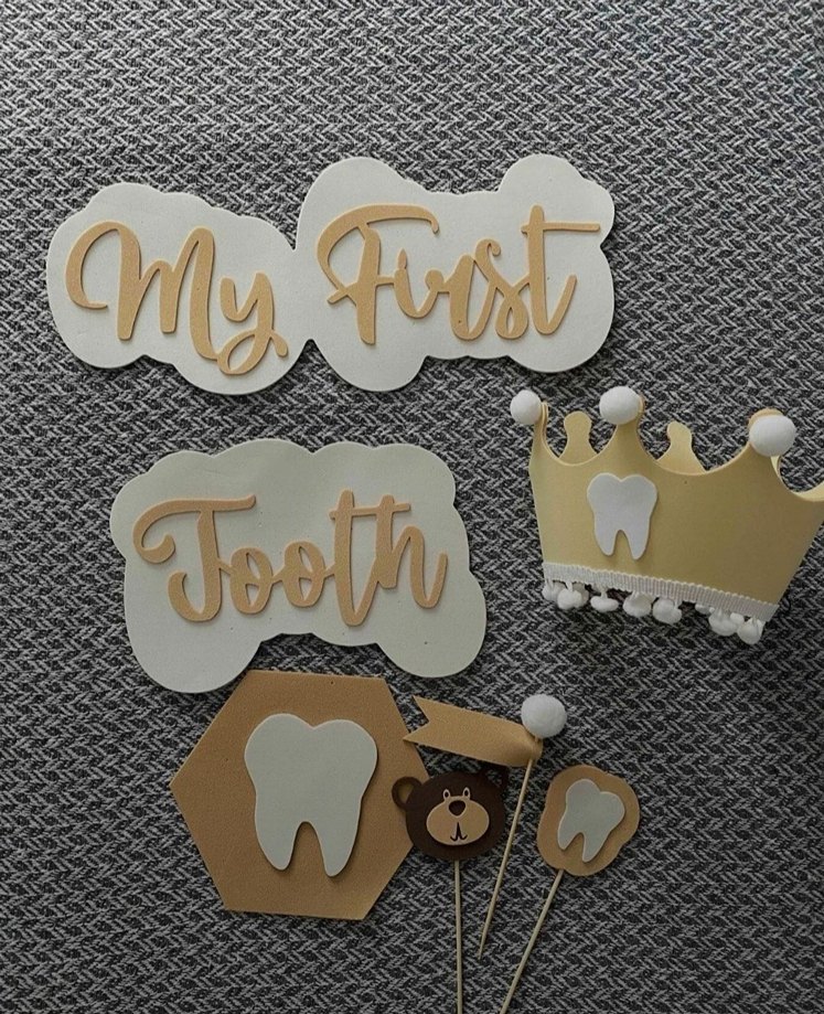 İlk Dişim Partisi Süsleri krem ve hardal - Görsel 2