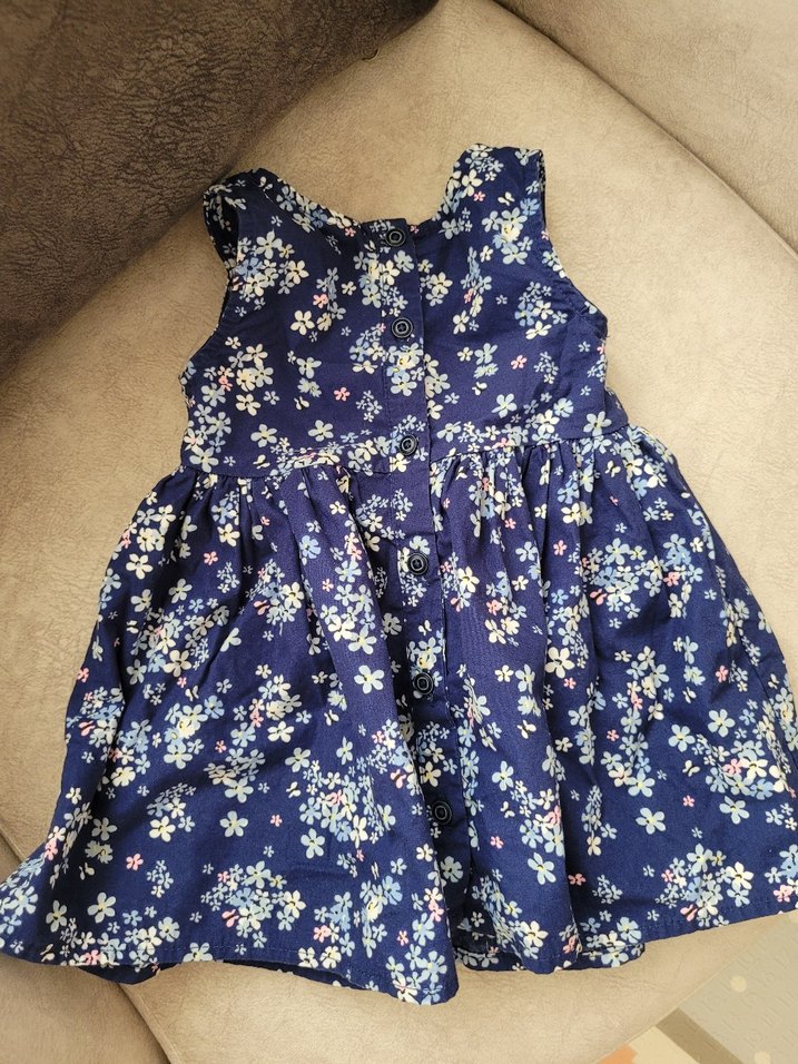 Bebek Lacivert Çiçekli Kolsuz Elbise - Görsel 2
