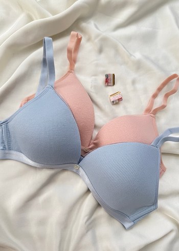 xl Beden Pastel Pembe ve Mavi Rahat Sütyen