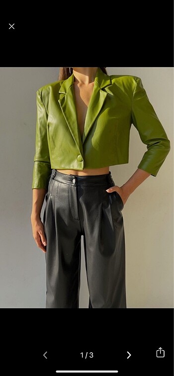 Crop Deri Blazer