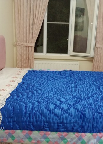 Beden Nakışlı Mavi Renkli yün yorgan