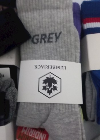 Lumberjack Gri Baskılı Erkek Spor Çorapları
