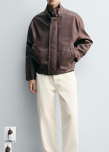 Deri ceket zara - Görsel 5