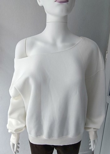 s Beden Kadın Krem rengi Basic Sweatshirt