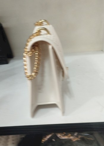 Zincir Detaylı Beyaz Kadın silikon Çanta - Görsel 4