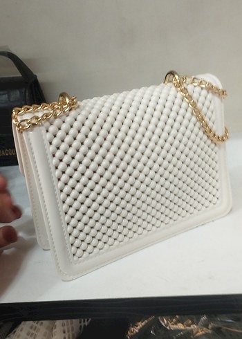 Zincir Detaylı Beyaz Kadın silikon Çanta - Görsel 3