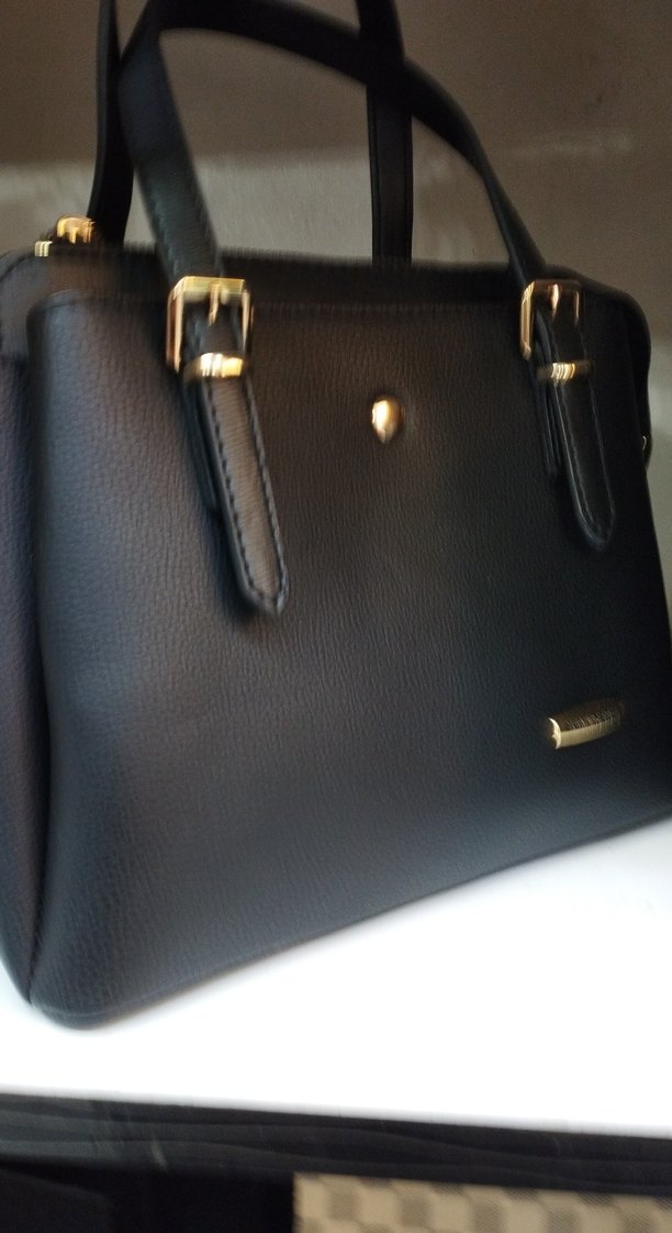 Kadın Siyah Deri Tokalı Çanta - Görsel 5