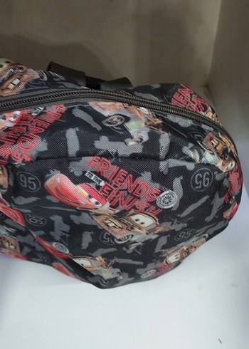 Gri Çocuk Okul Çantası, Arabalı Desenli - Görsel 5