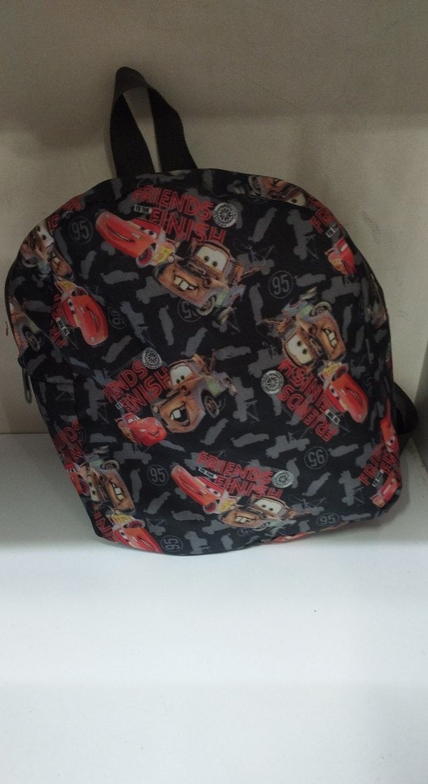 Gri Çocuk Okul Çantası, Arabalı Desenli - Görsel 3
