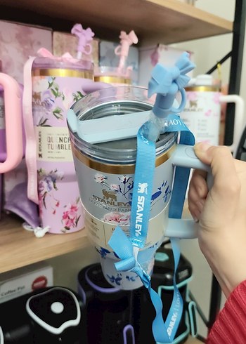 Çiçek Desenli Pastel Mor Termos Bardak - Görsel 9