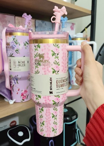 Çiçek Desenli Pastel Mor Termos Bardak - Görsel 6