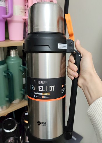 Siyah Travel Termos Şişesi 24 Saat Sıcak - Görsel 2