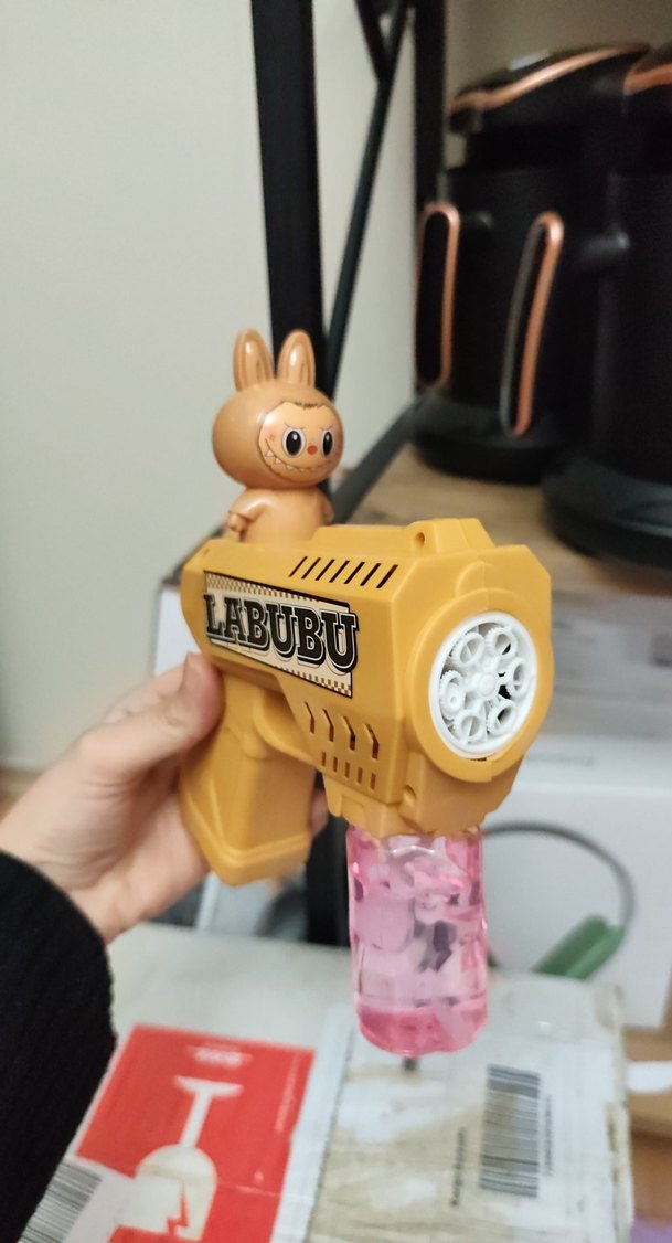 Pastel Sarı LABUBU Oyuncak Köpük Tabanca - Görsel 3