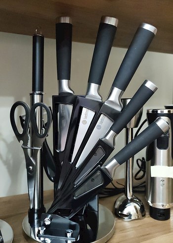 Gri Bıçak Seti ve Makaslı Stand - Görsel 3