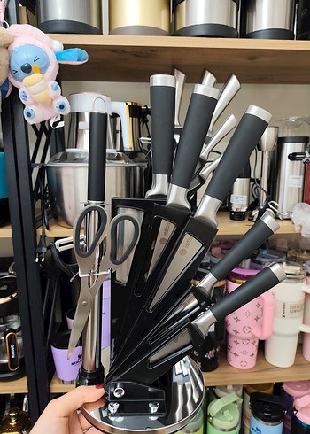 Gri Bıçak Seti ve Makaslı Stand - Görsel 2