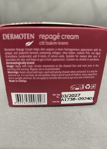 Dermoten Kolajen ve Kırmızı Yosunlu Cilt Bakım Kremi - Görsel 6