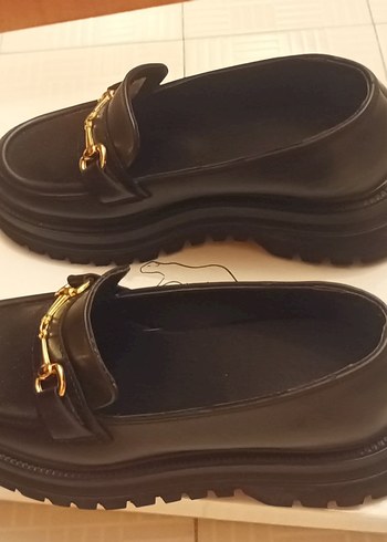 Zincir Detaylı Siyah Deri Platform Topuklu Kadın Loafer - Görsel 6