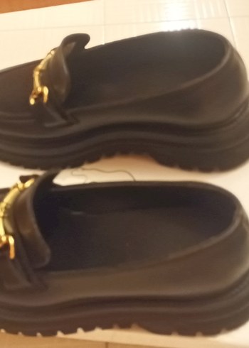 Zincir Detaylı Siyah Deri Platform Topuklu Kadın Loafer - Görsel 5