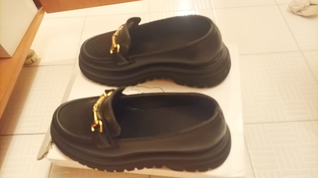 Zincir Detaylı Siyah Deri Platform Topuklu Kadın Loafer - Görsel 5