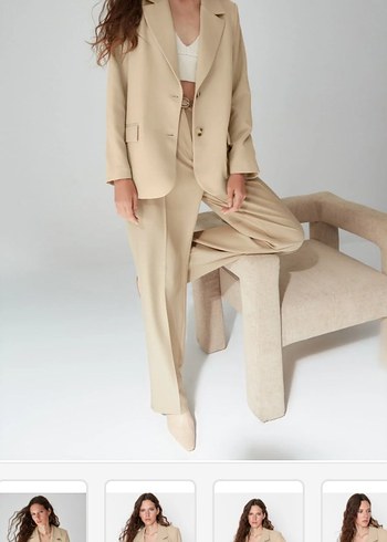 Bej Düğmeli Kadın Ofis Blazer Ceket Trendyolmilla - Görsel 3