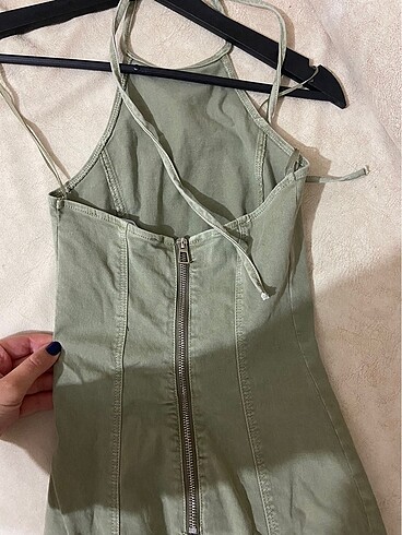 xs Beden haki Renk BERSHKA KISA JEAN ELBİSE