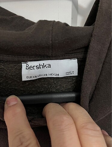 xs Beden kahverengi Renk BERSHKA HOODIE SWEATSHIRT