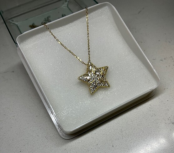 Accessorize ALTIN RENK PARLAYAN YILDIZ DESENLİ ÇELİK KOLYE