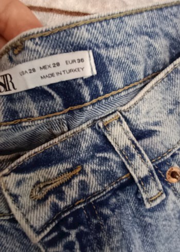 m Beden Gri Mavi Kadın Salaş Denim Pantolon