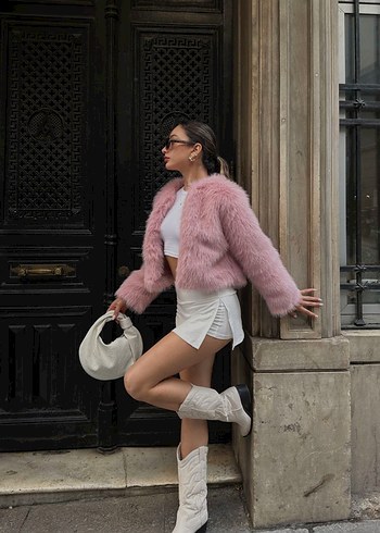 ZR İthal Lolita Pembe Kısa Peluş kürk