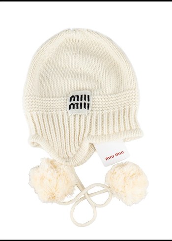 Beyaz Örgü Çocuk Bere Ponponlu - Görsel 2